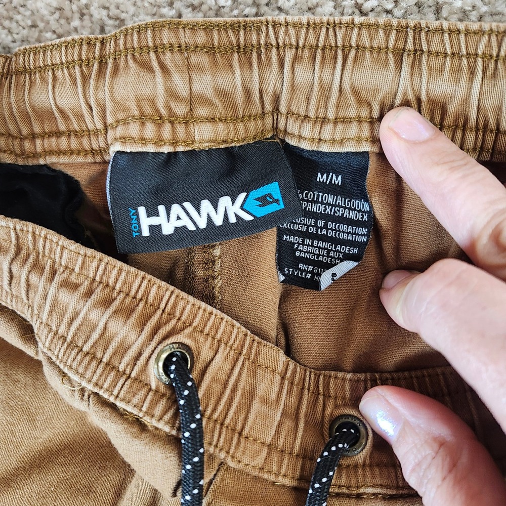 Tony Hawk Joggers Moto Ribbed Knee Tan Brown Cotton Blend Streetwear Mens M - Picture 4 of 5